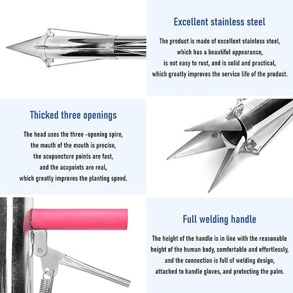 AIWFL Seedling Transplanter Long Double Handled Bulb Planter Tools Vegetable Young Plant Manual Plant Transplanter Stainless Steel Planting Garden Tools