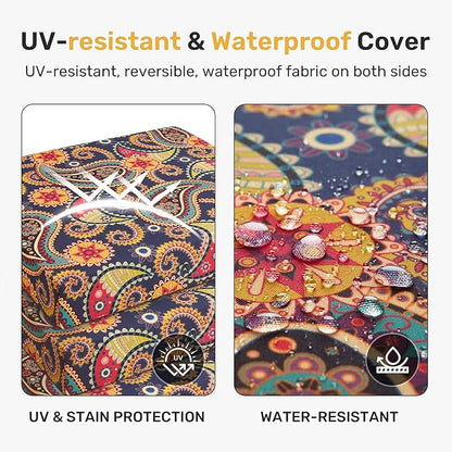 UNIKOME Outdoor Chair Cushions Pack of 4, Water Resistant Patio Cushions with Ties, High Density Sponge Filling Square Corner Seat Cushions for Outdoor Furniture, 24"*24"*4", Palmira Paisley