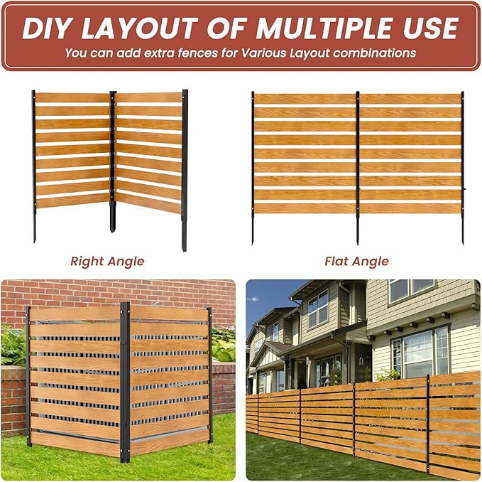LILYPELLE 48in W x 48in H Air Conditioner Fence, 2 Panels Outdoor Decorative Fences Privacy Screen with Metal Stakes, Outside Pool Equipment Enclosure Trash Can Panels