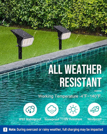 AUDERWIN Solar Lights Outdoor Waterproof IP65, 63 LED 3 Lighting Modes Solar Powered Yard Garden Spot Lights for Outside Landscape- 3 Pack (Cool White)