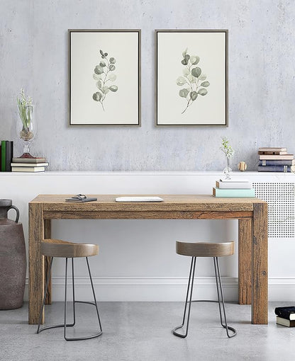 Kate and Laurel Sylvie Eucalyptus 4a & Eucalyptus 4b Framed Canvas Wall Art Set by Maja Mitrovic of Makes My Day Happy; 2 Piece 18x24 Gray; Farmhouse Plant Art Wall Décor