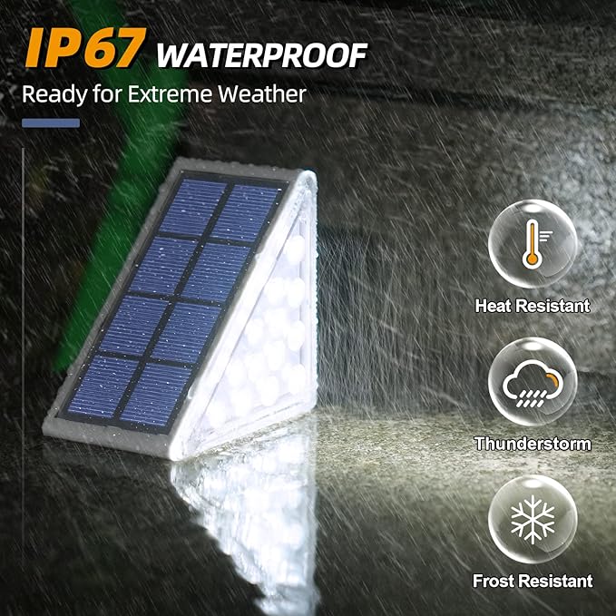 NIORSUN Solar Step Lights,24 Pack Cool White Solar Stair Lights Outdoor Waterproof IP67 Auto On Off,Solar Lights for Steps,Stair,Patio,Yard,Porch,Front Door,Sidewalk,Deck Decor