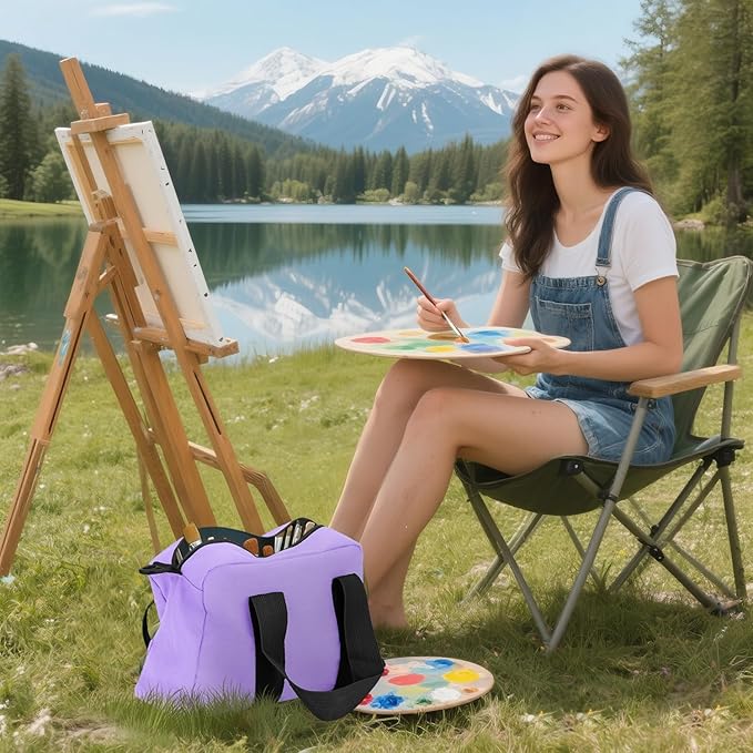 Small Tool Bag, Canvas Tool Storage Bag, Large Capacity Multipurpose Zipper Soft Tote Organizer Pouch for Electrician, Plumbing, Gardening,Tools Bags for Men (Purple, 12 Inch)