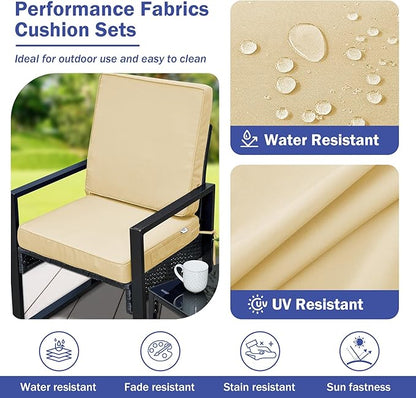 IPYNBAP Outdoor Cushions, Outdoor Chair Cushions 22x22x3 Inch, Cushions for Outdoor Furniture with Removable Cover, Waterproof & Fade Resistant Outdoor Seat Cushions for Patio, Lawn, Beige