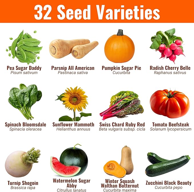 Open Seed Vault |15,000 Heirloom Seeds | 32 Seed Types | Survival Seeds | 2026 Season | Non GMO Vegetable and Fruit Seeds | Planting Outdoor & Indoor Garden