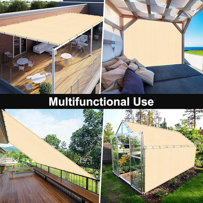 Artpuch 90% Sun Shade Cloth, 10 x 16 FT Pergola Shade Cover Canopy with Grommets, Sun Screen Fabric Tarp for Patio, Outdoor, Garden, Backyard, Wheat