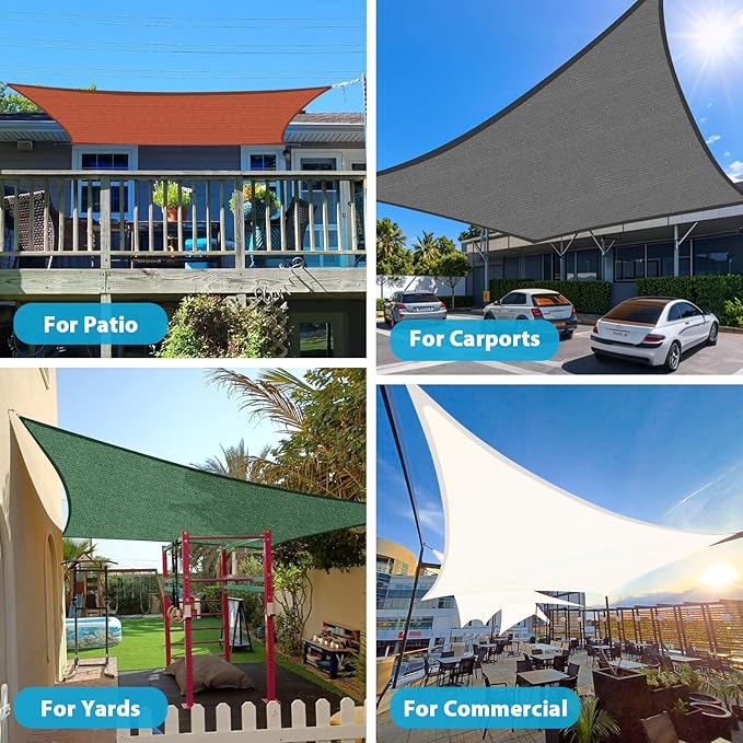 Amagenix Sun Shade Sail 14'X24' Curved Edge Outdoor Shade Canopy Dark Grey Breathable 95% UV Block Shade Cloth for Patio Garden Backyard (We Make Custom Size)
