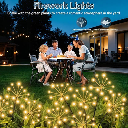 Slyuexu Solar Garden Lights 2 Pack Waterproof Swaying Starburst Light Solar Outdoor Lights for Yard Patio Walkway Pathway Party Wedding Decoration, Unique Gifts for Women, Warm White