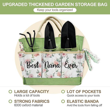 Nana Gifts, Mothers Day Garden Kit for Nana Gifts from Grandkids Floral Gardening Tools and Durable Garden Tools Organizer Tote, Ideal Gardening Set for Women on Christmas Plant Lover Present