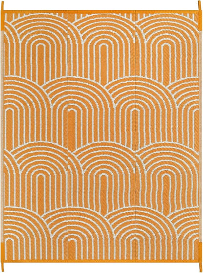 Anidaroel Rainbow Patio Rugs Outdoor 8’X10’ Waterproof, Reversible Camping Rug for Outside RV, Portable Plastic Straw Outdoor Area Rug for Backyard, Garden, Pool Deck (Orange, 8‘X10')