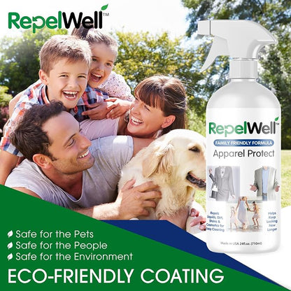 RepelWell Apparel Protect (24oz) Stain & Water Repellent Spray – Non-Toxic, Eco-Friendly, Pet-Safe Sprays for Clothing & More