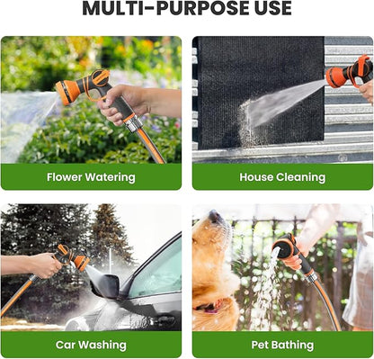 Giraffe Tools 10FT Garden Hose, 5/8" Lightweight Lay Flat Water Hose, No-Kink, Flexible Gardening Hose with Male to Female Aluminum Fitting, Customizable-Length Hose Pipe for Yard