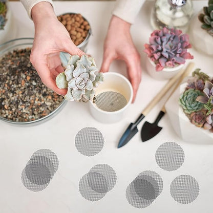 Bonsai Mesh for Plant Pot Drainage Screen 2 Inch, 100 Pcs Plastic Round Flower Pot Hole Mesh Screen Cover Pad, Planter Bottom Drainage Inserts Grid Mat for Potted Succulent