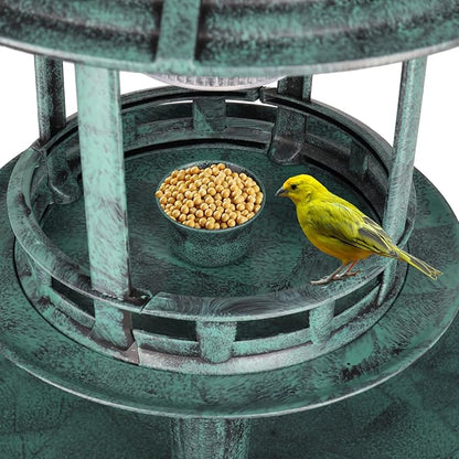 Outvita Outdoor Bird Bath, Garden Bird Baths Decorations with Solar-Powered Lamp and Resin Pedestal Flower Planter Base Bird Feeder for Yard Patio