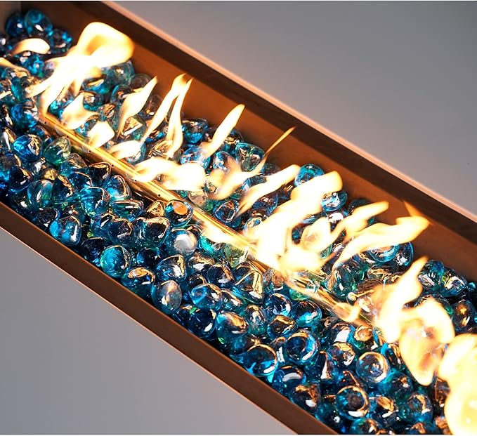 Mr. Fireglass 10 Pounds Blended Fire Glass Diamonds for Fireplace Fire Pit & Lanscaping - 1 inch High Luster Caribbean Blue Fire Rocks (Pack of 2)
