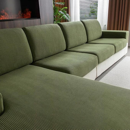OHSIO Sectional Couch Covers, Wear Resistant Stretch Sofa Covers Washable Soft Couch Cushion Covers Anti Slip Furniture Protector Sofa Slipcovers for Pets (1 Piece Large Cover, Green)