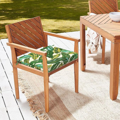 LVTXIII Outdoor Chair Cushions, Water Repellent Patio Furniture Cushions Outdoor Chair Pads with Ties for Dining Chairs and Garden Furniture, 18.5"x16"x2" Set of 2, Lush Leaf Jungle
