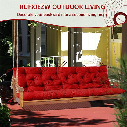 2/3 Seater Swing Replacement Cushion, Waterproof Porch Swing Cushions with Backrest, Thickened Bench Cushions for Outdoor Furniture, for Outdoor Patio Swing (Red, 47 * 40 in)