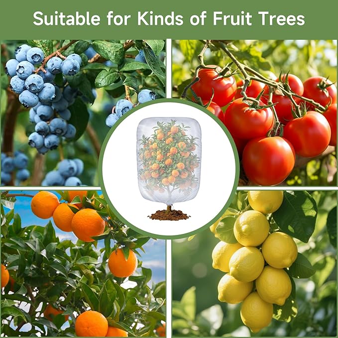 Bird Netting for Blueberry Bushes, 3 Pack 3.2 X 2.6 Ft Cicada Netting for Fruit Trees, Blueberry Bush Netting Cover, Protective Garden Plant Covers for Tomatoes, Flowers, Vegetables