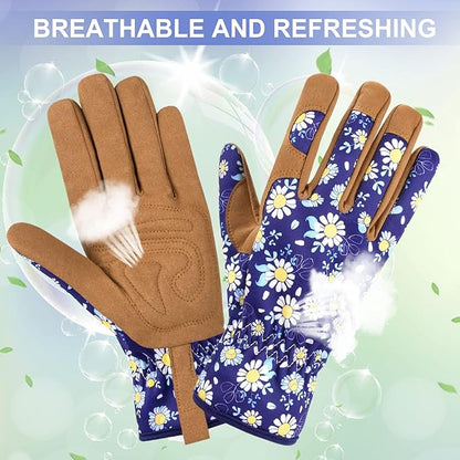 Womens Gardening Weeding Working Gloves, Leather Garden Glove for Women Thorn Proof No Stab for Digging, Planting,Pruning