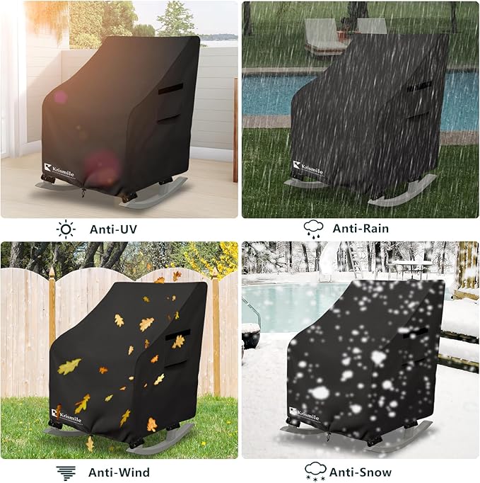 Outdoor Rocking Chair Cover,Heavy Duty 600D Waterproof Patio Rocking Chairs Winter Cover for 27" W x 34" D x 45" H Presidential Rocking Chair,Black