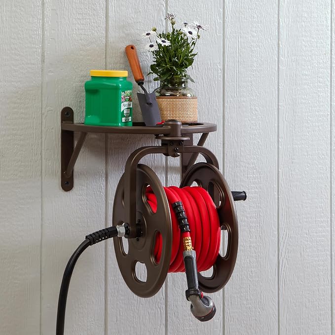 Liberty Garden Navigator Hose Reel, Bronze, with Flip Top