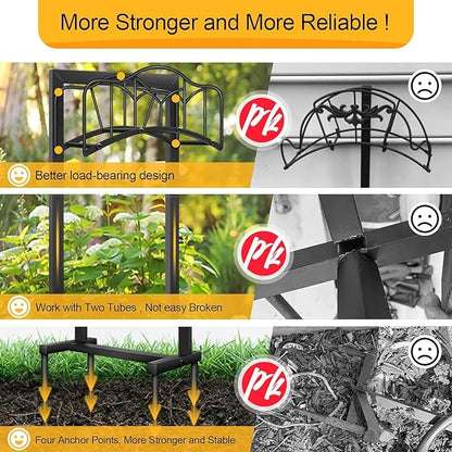 2 Pack Garden Hose Holder-Upgraded Hose Holder Holds 100-feet Hose,Freestanding Heavy Duty Hose Hanger,Sturdy Hose Stand and Hose Storage Rack for Lawn & Yard,Black