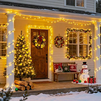 JMEXSUSS 2 Pack Solar Christmas Lights Outdoor, Total 400 LED 151FT Solar String Lights Outdoor Waterproof, 8 Modes Warm White Christmas Light for Outside Patio Yard Tree Garden Xmas Decorations