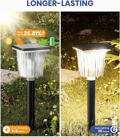 Super Bright Solar Pathway Lights Outdoor Powered 8 Pack,Adjustable Warm&Cool White,Waterproof IP65 Solar Garden Decor Landscape Lighting Outside for Front Yard/Walkway/Patio/Driveway/Lawn/Path Light