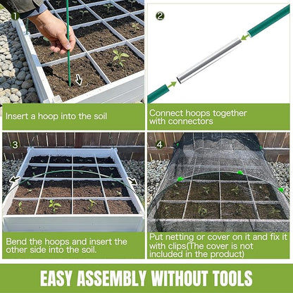 36 PCS Garden Hoops for Raised Beds, Rust-Free Plastic Coated Fiberglass Greenhouse Hoops, DIY Garden Tunnel Kit for Netting & Row Cover, Flexible Plant Support Stakes for Garden