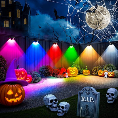SOLPEX Solar Fence Lights Outdoor, 9 Fixed Colors ＆ Color Changing Fence Solar Lights Outdoor Waterproof IP65, LED Deck Lighting for Halloween Wall Backyard Step Railing Patio Pool Porch(12 Pack)