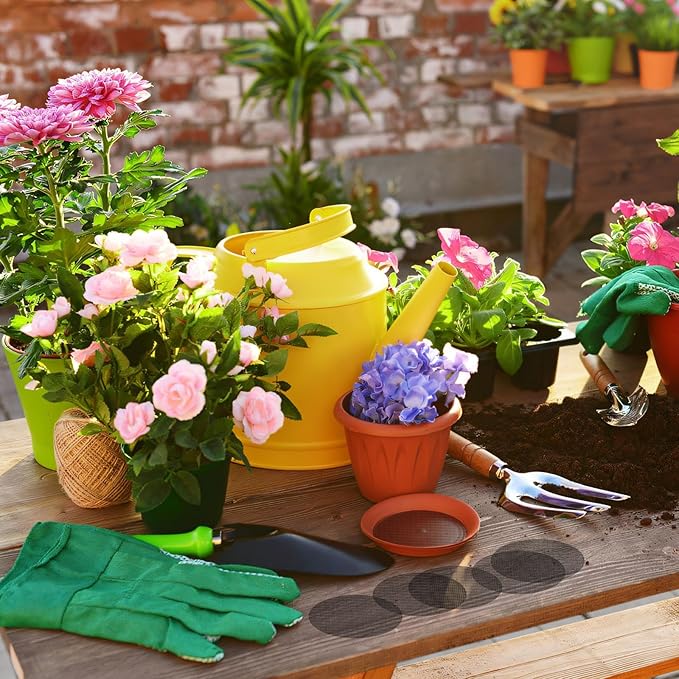 15 PCS Flower Pot Hole Mesh Screens, 11.8” x 7.8” Squares Rigid Polyethylene Garden's Drainage Mesh Hole Pads, DIY Bonsai Pot Pads for Pots Flower Pot Bottoms Grid Keep Soil from Flowing Away