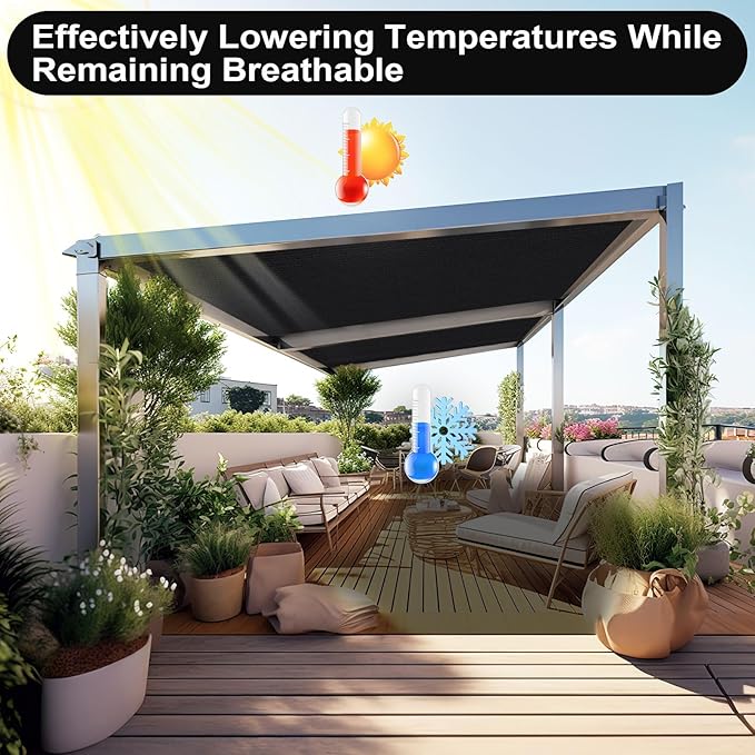 Artpuch 90% Sun Shade Cloth, 6 x 10 FT Pergola Shade Cover Canopy with Grommets, Sun Screen Fabric Tarp for Patio, Outdoor, Garden, Backyard, Black