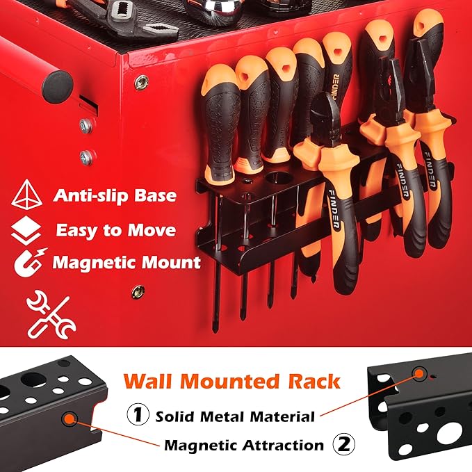 ULIBERMAGNET Magnetic Screwdriver Holder Rack,Heavy Duty Magnetic Pliers Holder,Tools Organizer Rack for Screwdriver, Plier, Shears,Magnetic Mount Tools Rack for Garage,Tool Cart,Pegboards,Workbench
