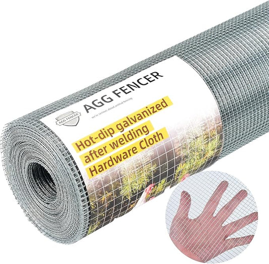 36inch x 50ft Hardware Cloth 1/4 inch Chicken Wire Fencing 23Ga, Hot Dipped Galvanized After Welding Garden Plant Supports Welded Metal Chicken Wire Fence, Poultry Animal Netting Cage Screen