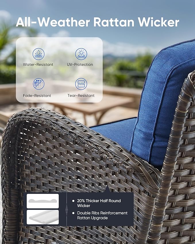 3 Pieces Patio Bistro Set Outdoor Swivel Rocker Patio Chairs with Side Table Patio Furniture for Deck Porch Garden Balcony Poolside