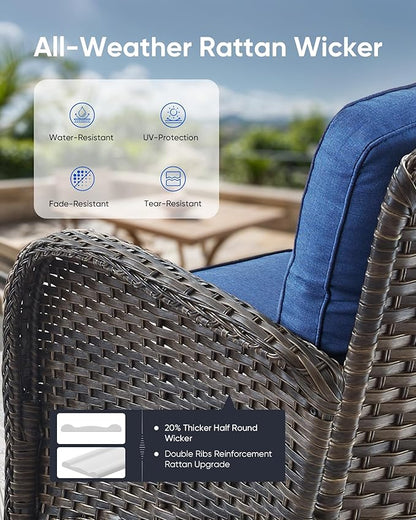 3 Pieces Patio Bistro Set Outdoor Swivel Rocker Patio Chairs with Side Table Patio Furniture for Deck Porch Garden Balcony Poolside