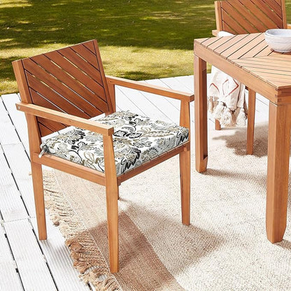 LVTXIII Outdoor Chair Cushions 18.5"x16"x2" Pack of 2, Water-Repellent Square Corner Memory Foam Seat Cushions with Ties for Garden Patio Furniture, Dailey Tan