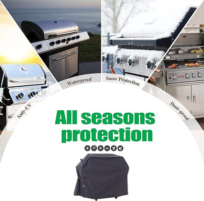 F&J Outdoors Waterproof Anti-UV 3-4-5-6 Burner (+1 Side Burner) Gas Grill Cover, 63Wx27Dx47H in,Grey