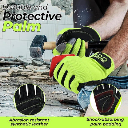 HANDLANDY Work Gloves for Men & Women, Utility Mechanic Working Gloves Touch Screen, Flexible Gardening Gloves for Yard
