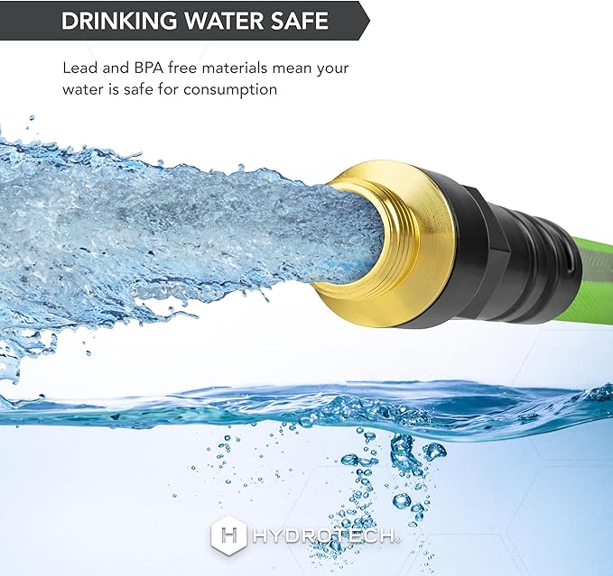 HydroTech FLATJACKET 5/8" 50 ft Garden Hose with Patented Force Control Technology - Flexible, Kink-Free, Lightweight Hose for Lawn, Garden, Car Washing, Deck and Patio Cleaning