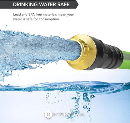 HydroTech FLATJACKET 5/8" 50 ft Garden Hose with Patented Force Control Technology - Flexible, Kink-Free, Lightweight Hose for Lawn, Garden, Car Washing, Deck and Patio Cleaning