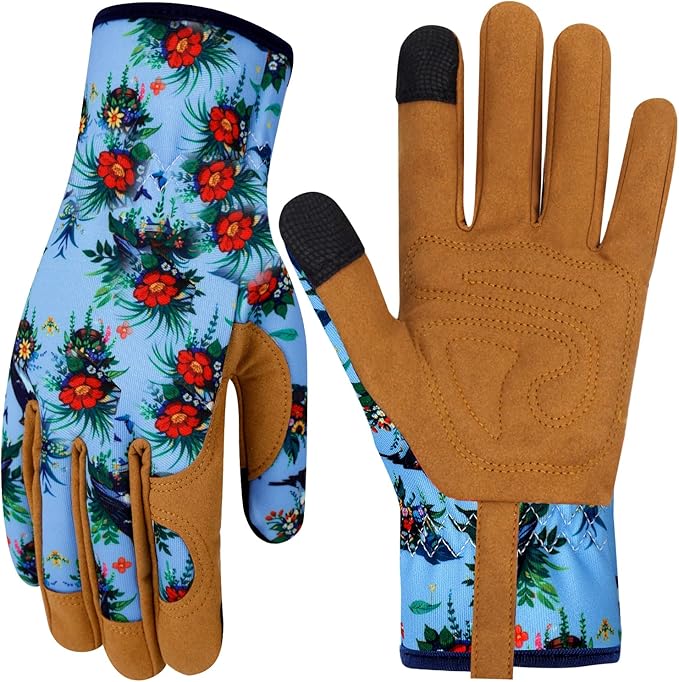 Leather Gardening Gloves for Women Thorn Proof Garden Gloves Touch Screen Working Gloves Gifts,M