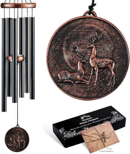 Wind Chimes for Outside, Vintage Deer Deep Tone Wind Chime Outdoor Clearance, Patio Porch Balcony Decoration, Garden Hanging Decor for Women Mom Grandma (32" Deer)