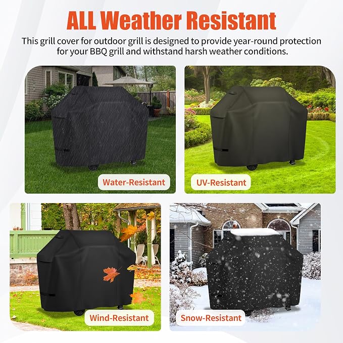 iCOVER Grill Cover 75 inch, BBQ Grill Cover for Outdoor Grill, 600D Heavy Duty Waterproof BBQ Cover, Anti-UV and Rip-Proof Barbecue Cover, Gas Grill Cover for Weber, Char-Broil, Nexgrill, etc