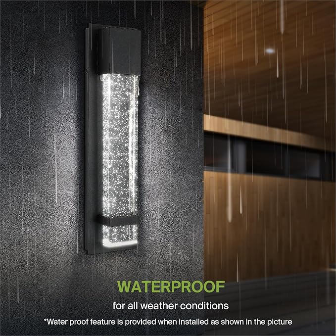 ASD LED 18" Bubble Glass Wall Light Fixture, Outdoor Dusk to Dawn Sconce | 3CCT, Waterproof, Photocell, ETL Listed | 12W 500LM 3000-5000K 120V | Exterior Lantern, Porch Lighting | Black, 4 Pack