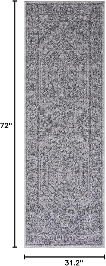 Safavieh Adirondack Collection Runner Rug - 2'6" x 6', Light Grey & Dark Grey, Oriental Medallion Design, Non-Shedding & Easy Care, Ideal for High Traffic Areas in Living Room, Bedroom (ADR108C)