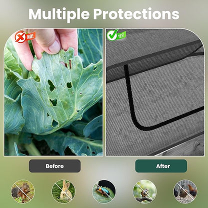 2-Pack Raised Garden Bed Covers, 45" x 22" x 17" Mesh Crop Cage, Pop-Up Plants Cover with 30% Shade Cloth for Seedlings Vegetables Fruits Flowers, Protects Against Birds Animals Pests with 16 Stakes