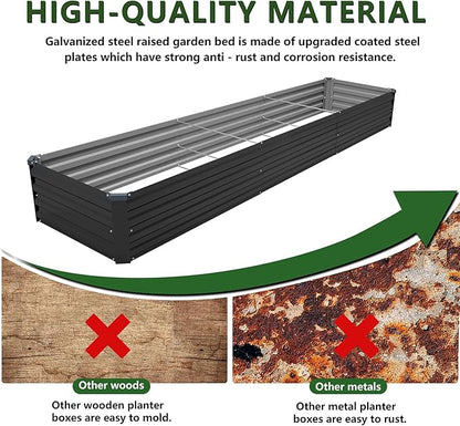 12×2×1FT(2PCS) Galvanized Raised Garden Bed Kit Metal Planter Boxes,Large Outdoor Planters Garden for Planting Vegetables,Flowers,Herbs -Black