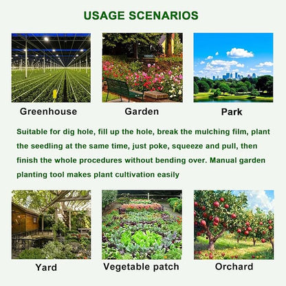 Seedling Transplanting Bulb Planter Tool Long Handle, Vegetable Young Plant Manual Plant Transplanter, Single Handle Stainless Steel Planting Garden Tools for Garden, Greenhouse